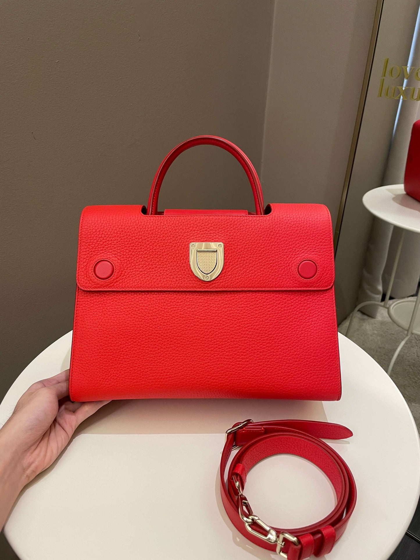 Dior Diorever Tote Bag Red Grainy Leather