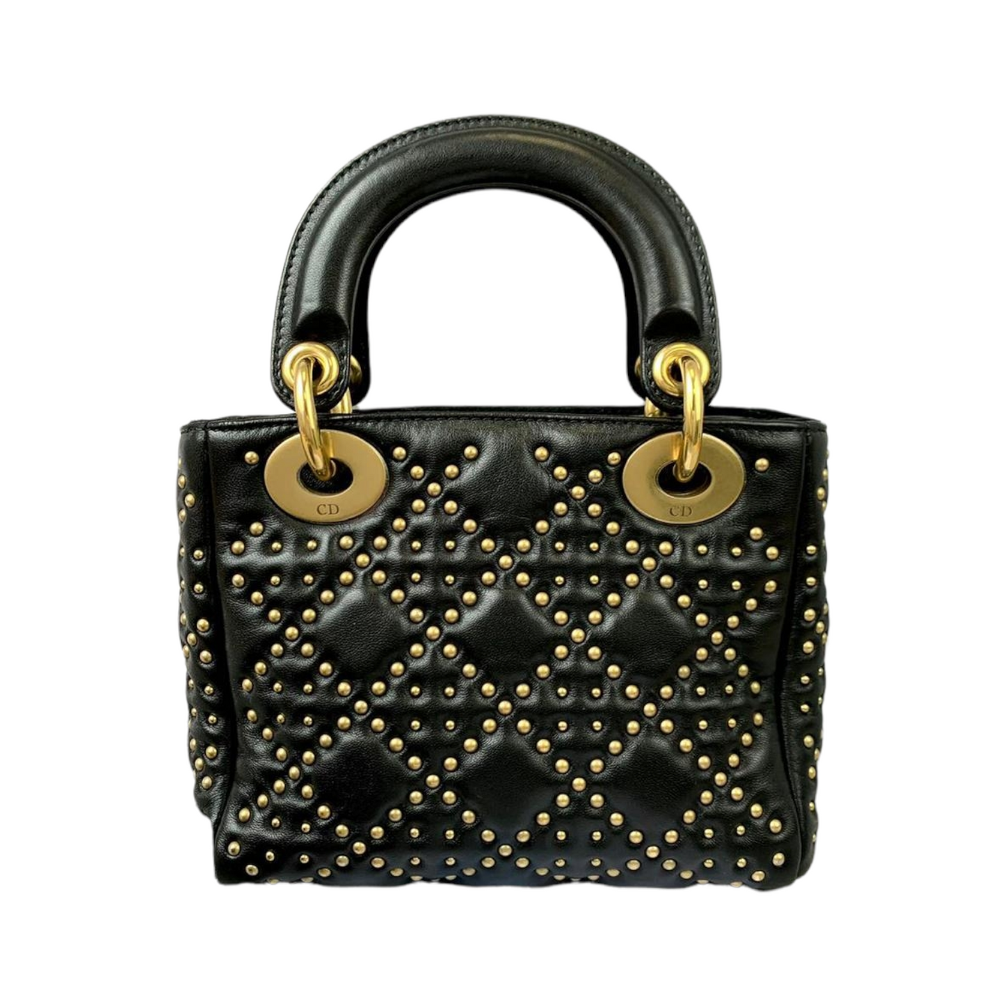 Mini Supple Lady Dior Studded Lambskin Black GHW