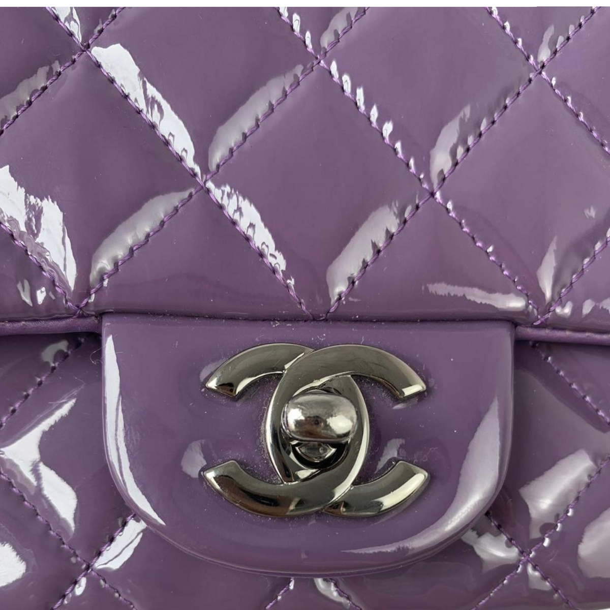 Mini Square Flap Purple Patent