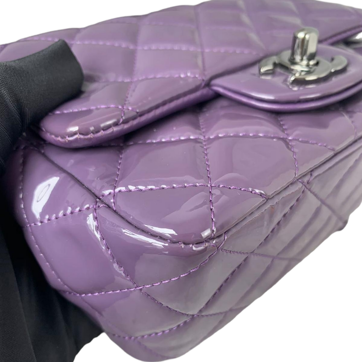 Mini Square Flap Purple Patent