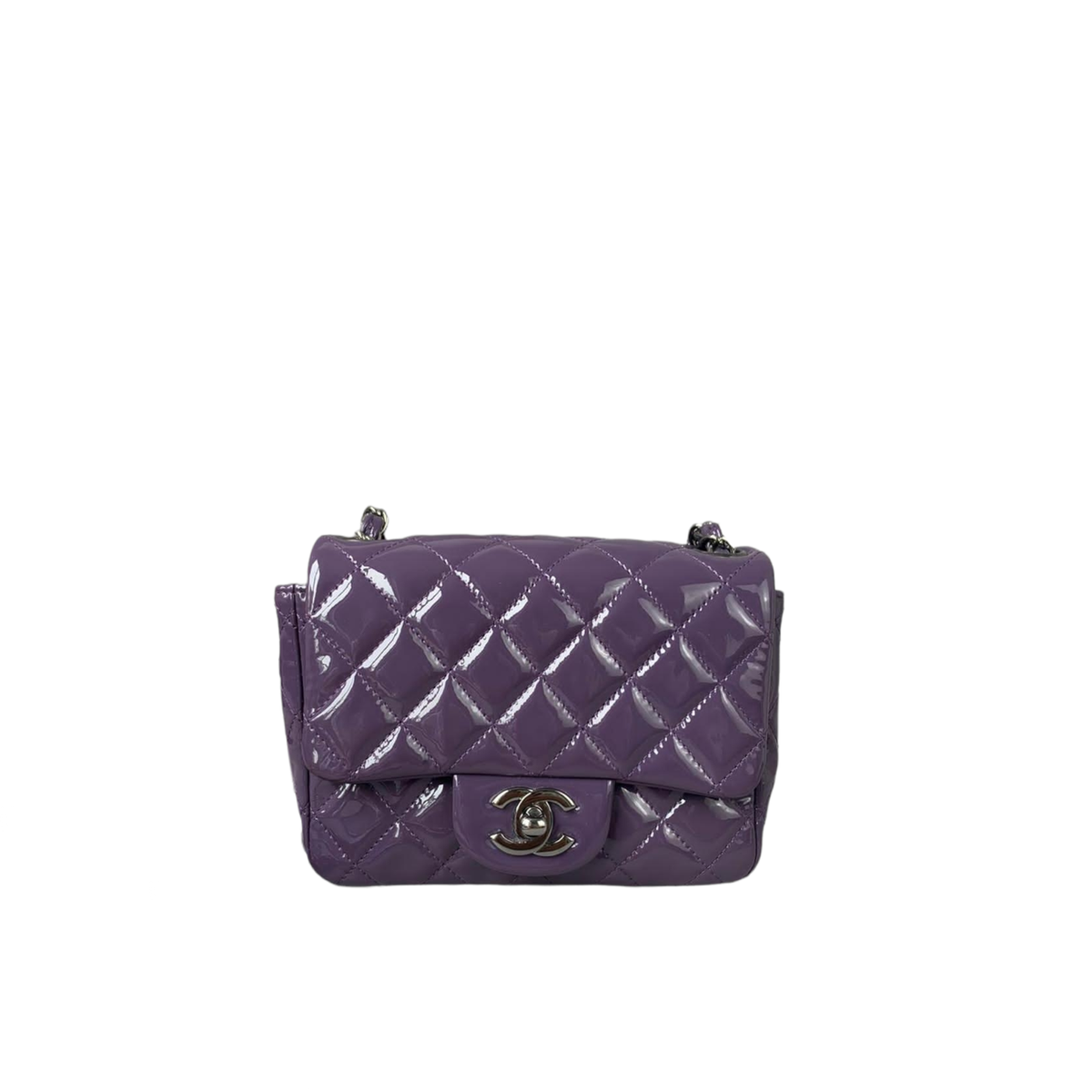 Mini Square Flap Purple Patent