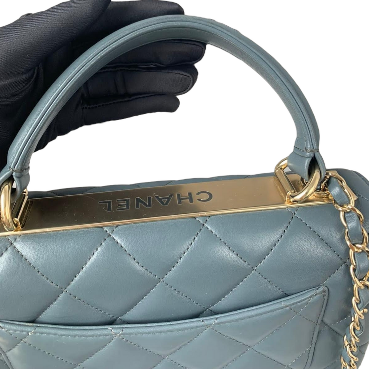 Small Trendy CC Flap Lambskin Blue GHW