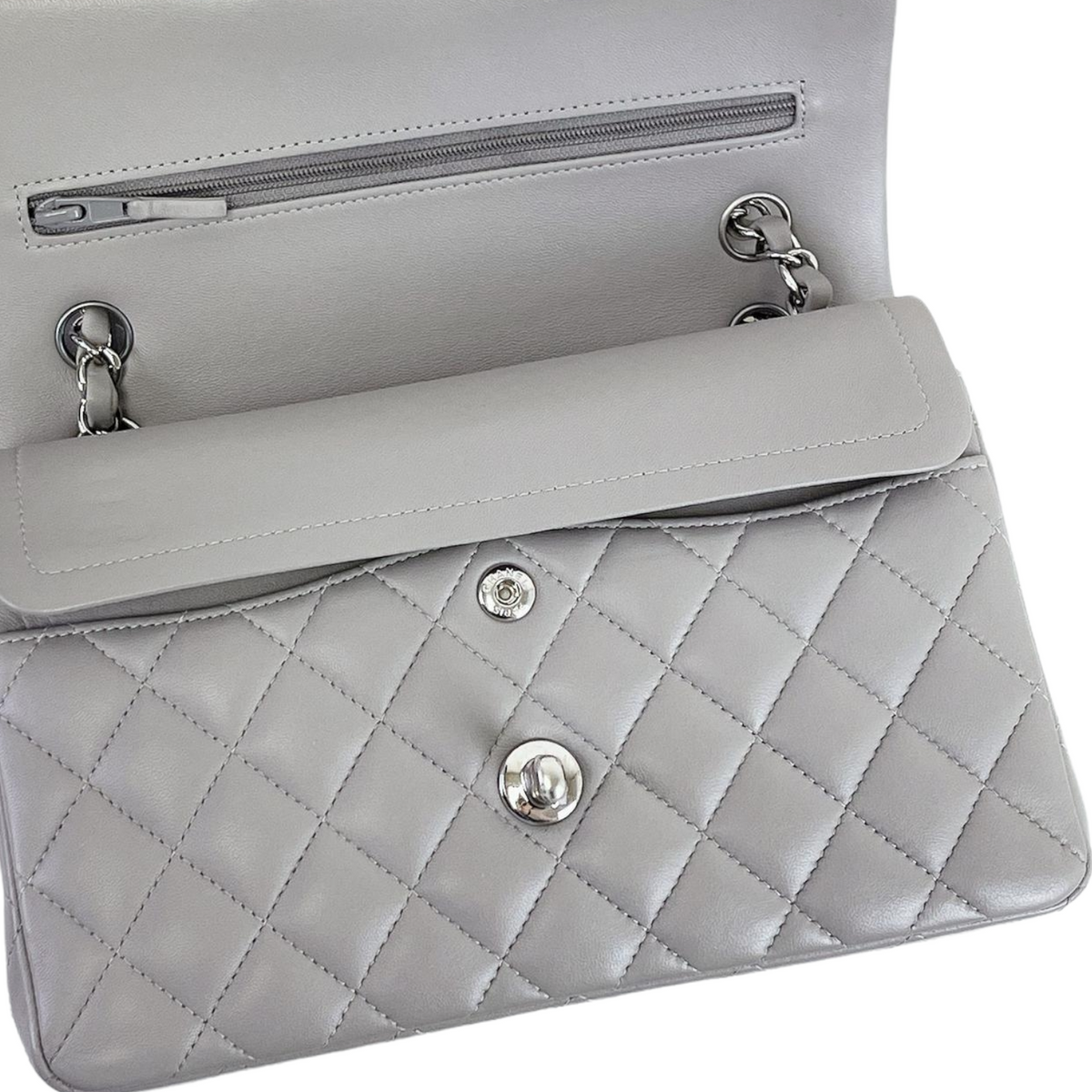 30% Deposit for - Small Classic Double Flap Lambskin Grey SHW