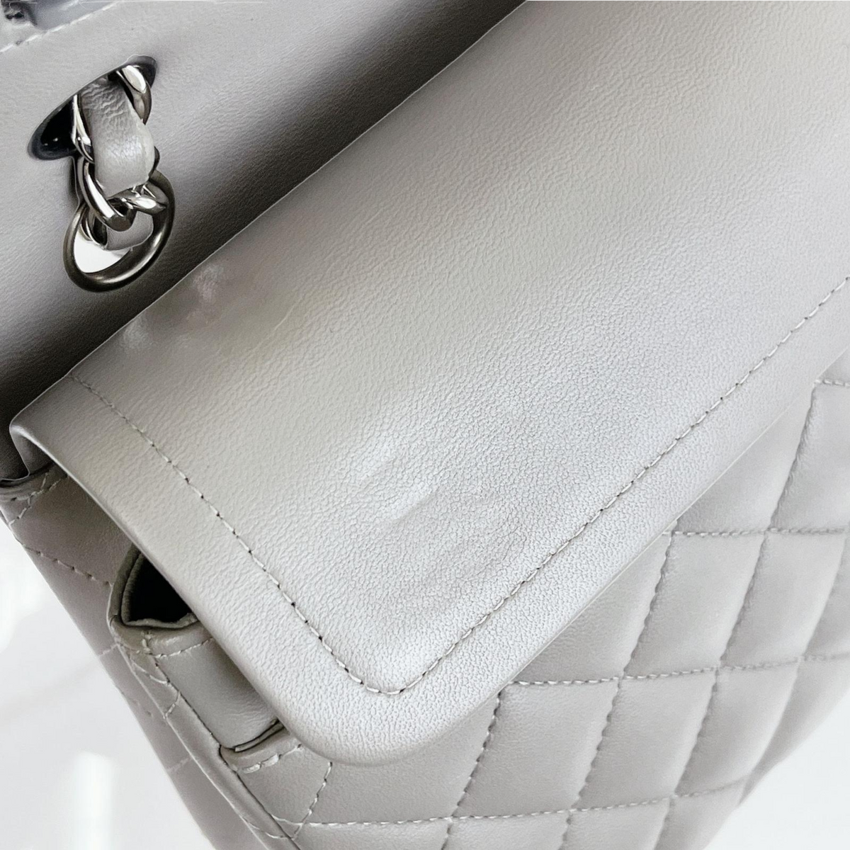 30% Deposit for - Small Classic Double Flap Lambskin Grey SHW
