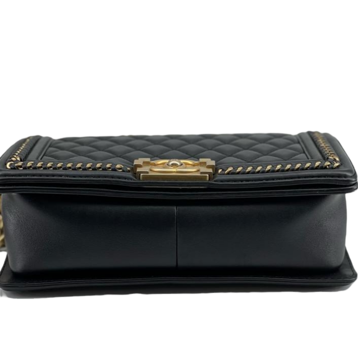 Old Medium Boy Top Handle Calfskin Black GHW