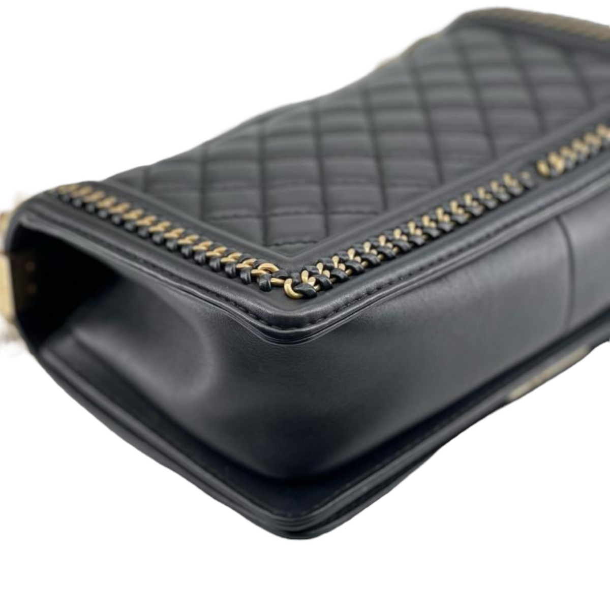 Old Medium Boy Top Handle Calfskin Black GHW