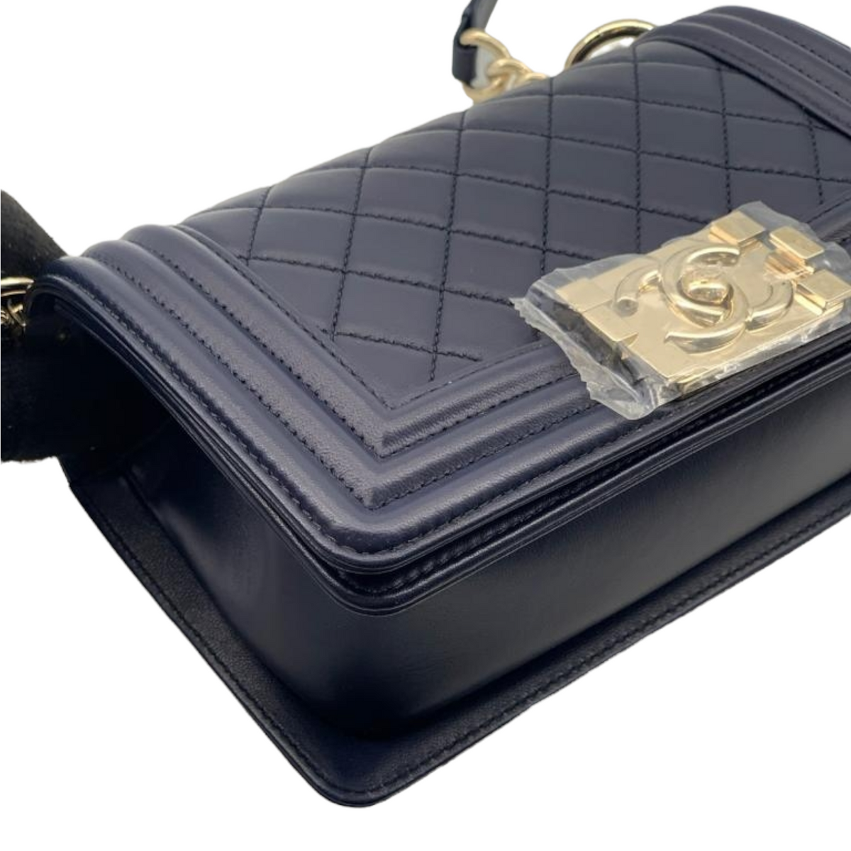 Small Boy Bag Lambskin Blue GHW