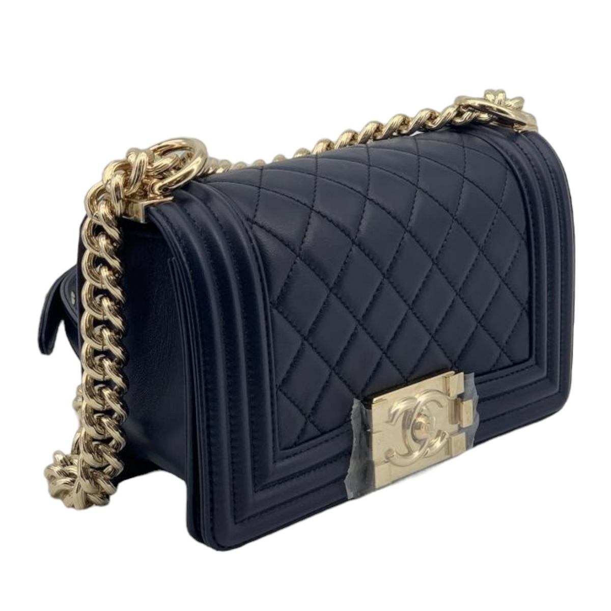 Small Boy Bag Lambskin Blue GHW