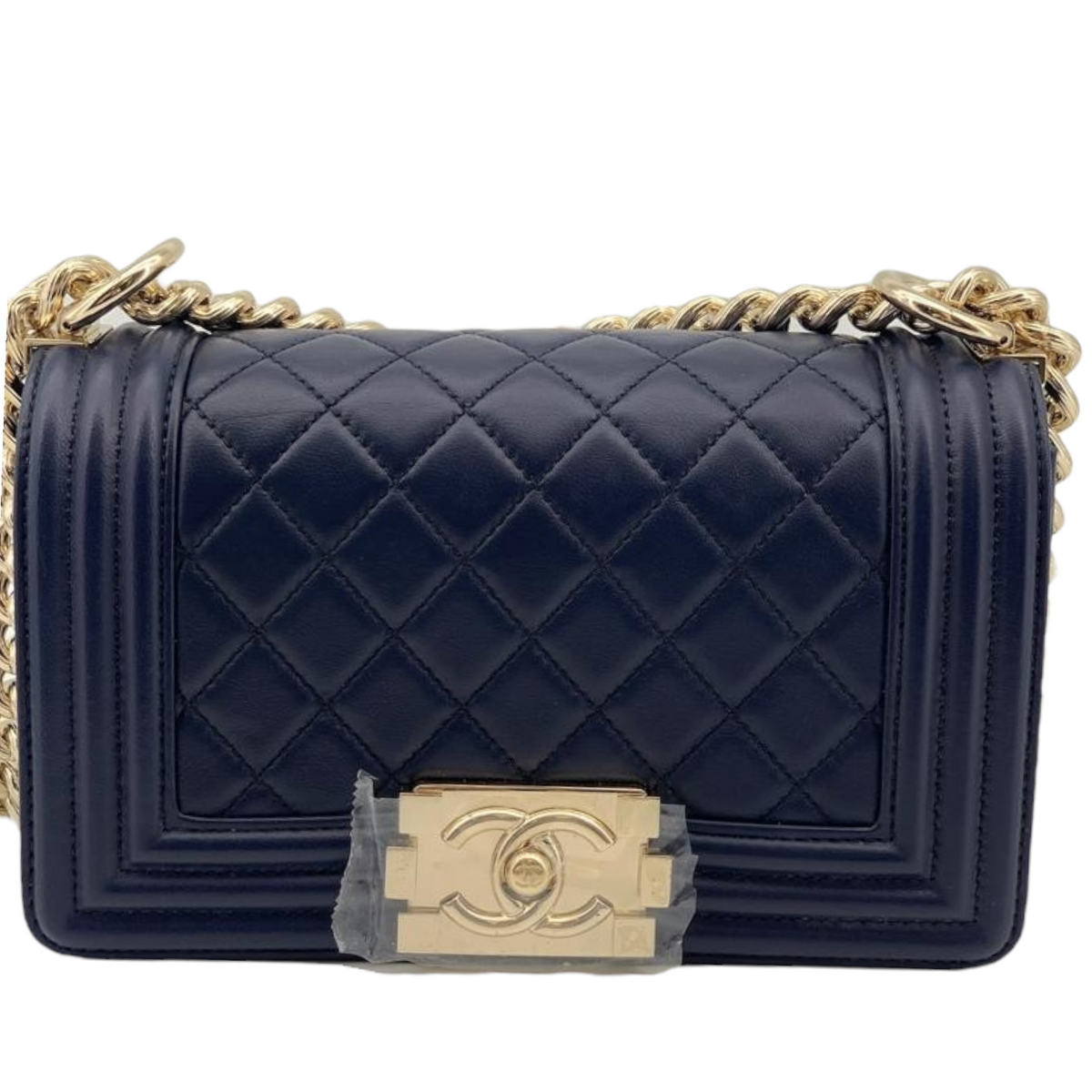Small Boy Bag Lambskin Blue GHW