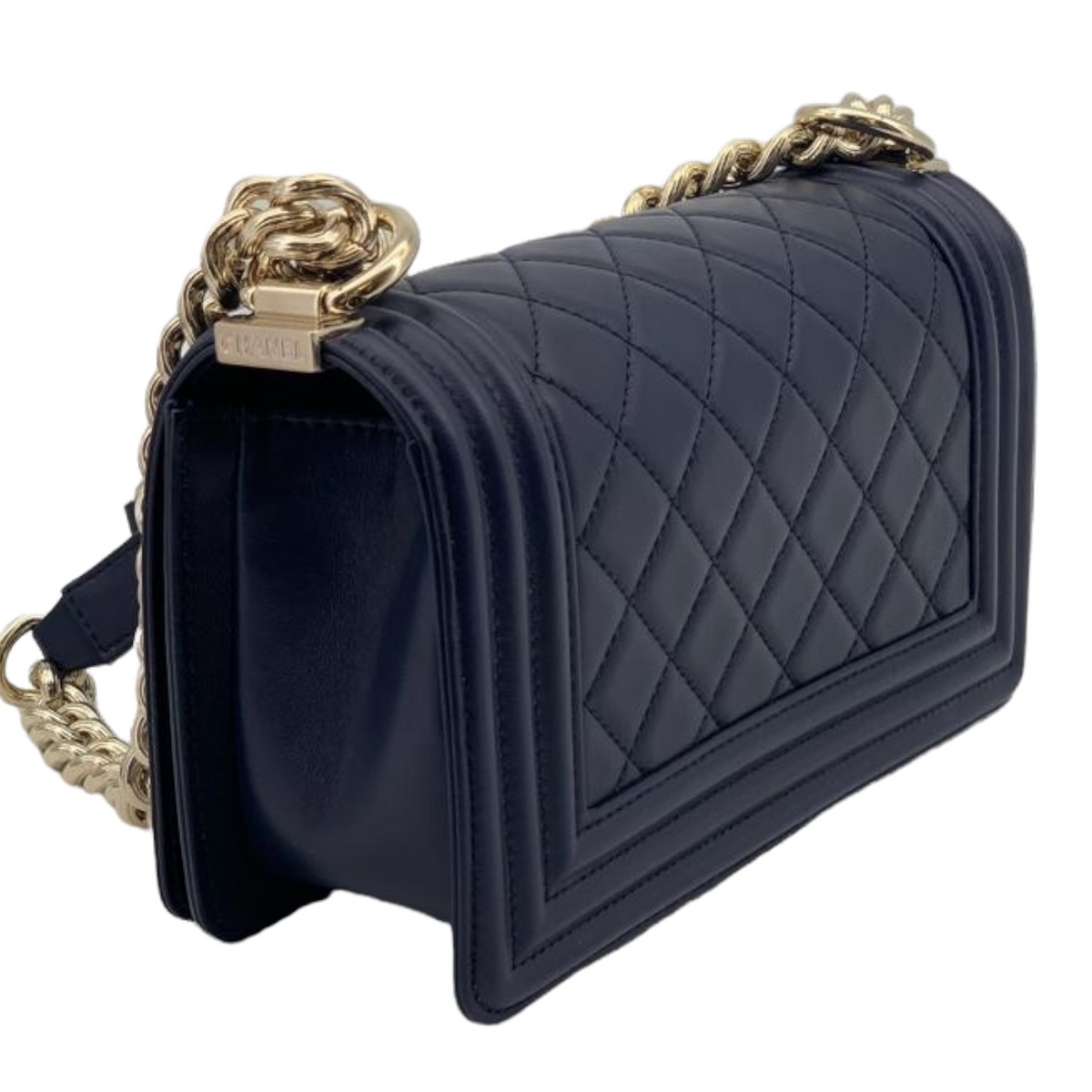 Small Boy Bag Lambskin Blue GHW