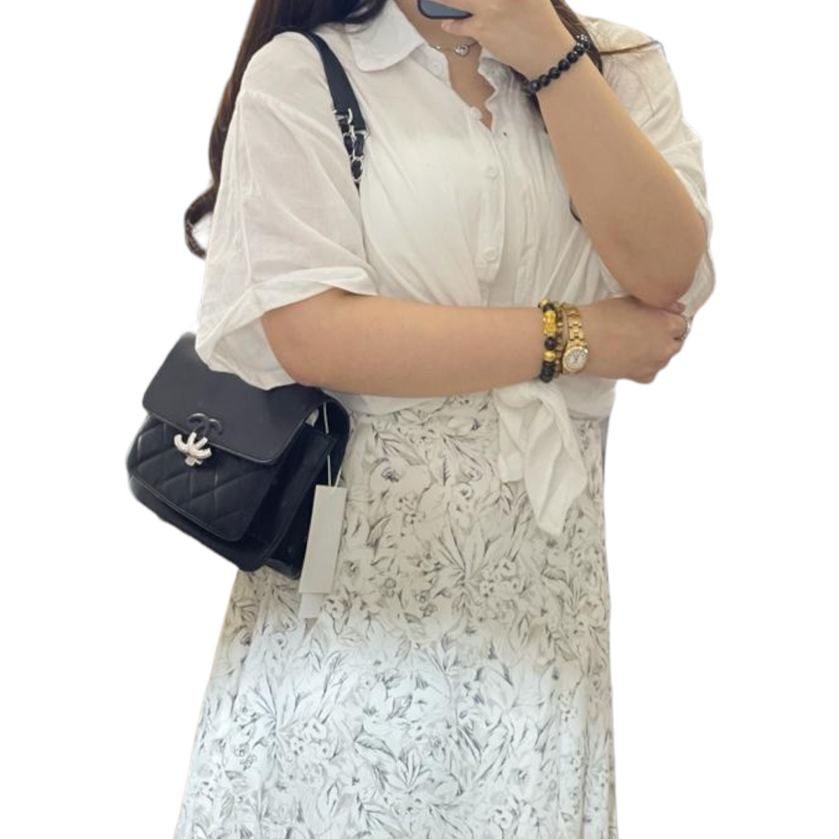 Mini CC Box Flap Grained Calfskin Black SHW