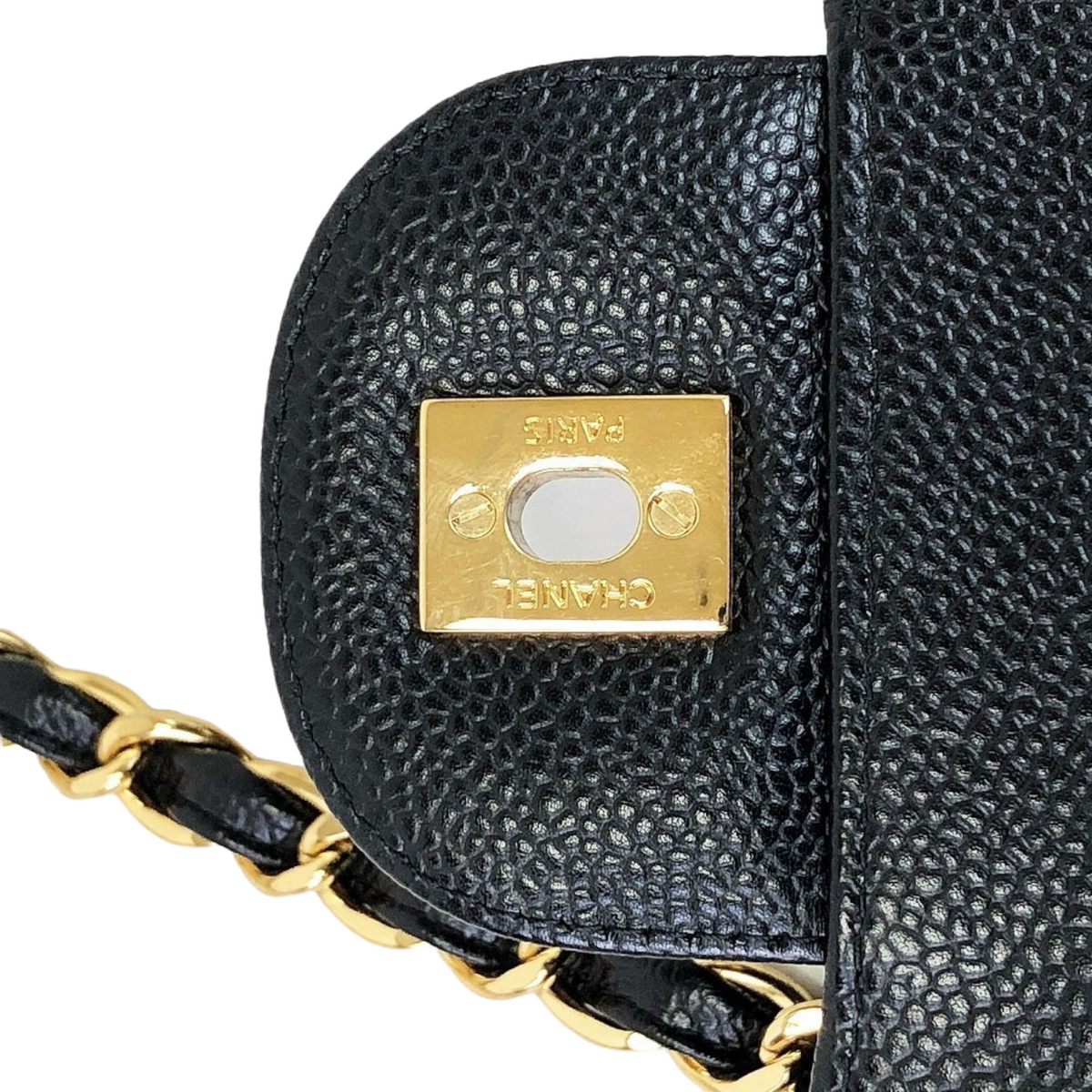 Jumbo Double Flap Caviar Black GHW
