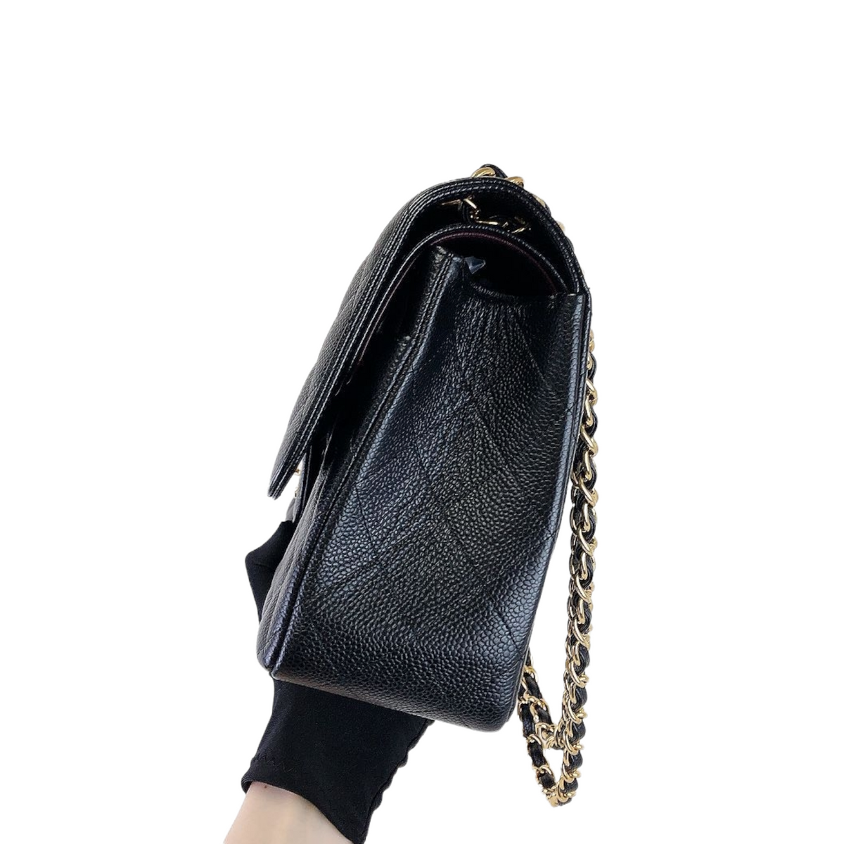 Jumbo Double Flap Caviar Black GHW