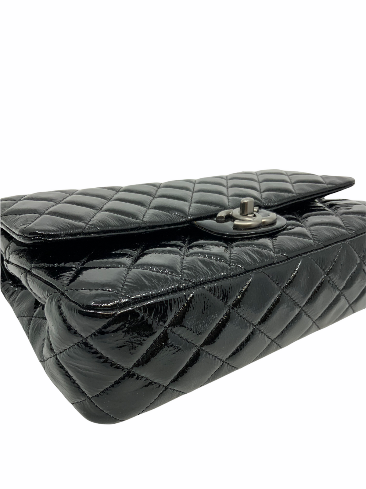 Chanel Quilted Patent Leather Classic Medium Double Flap Bag NEW