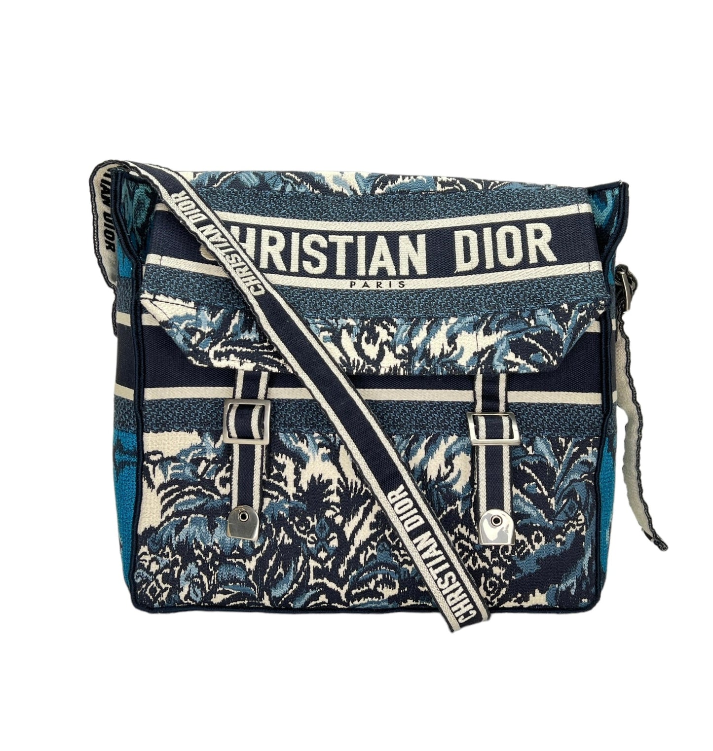 Diorcamp Medium Blue Crossbody Bag in Canvas, Silver hardware