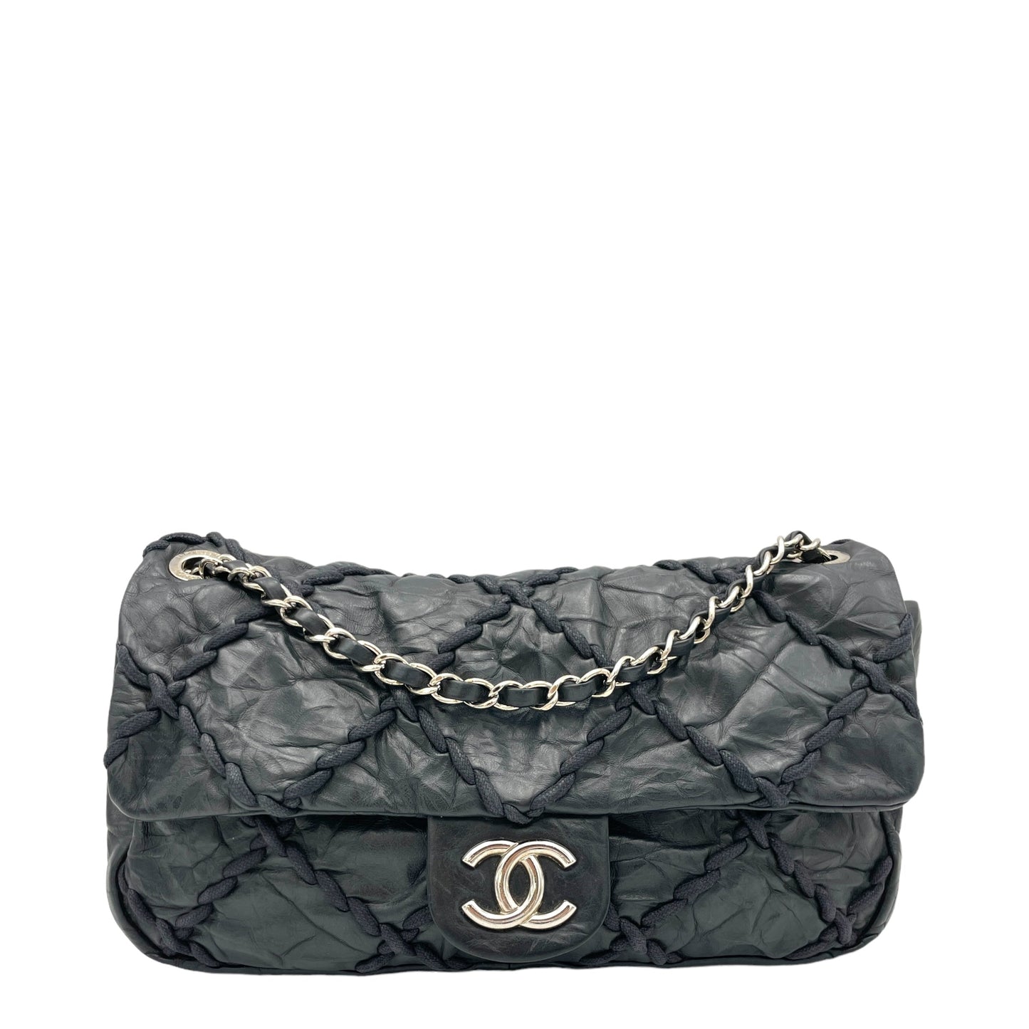 Wild Stitch Blue Shoulder Bag in Calfskin, Silver hardware
