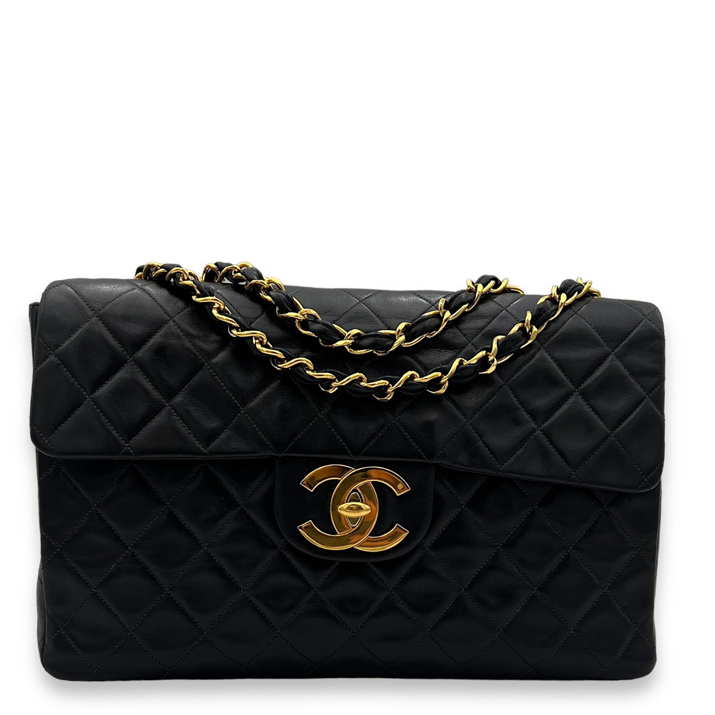 Deka Shoulder Bag Black in Lambskin, Gold hardware
