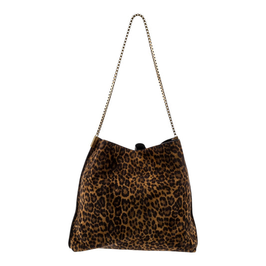 Yves Saint Laurent Suzanne Medium Leopard-print Suede Shoulder Bag In Natural