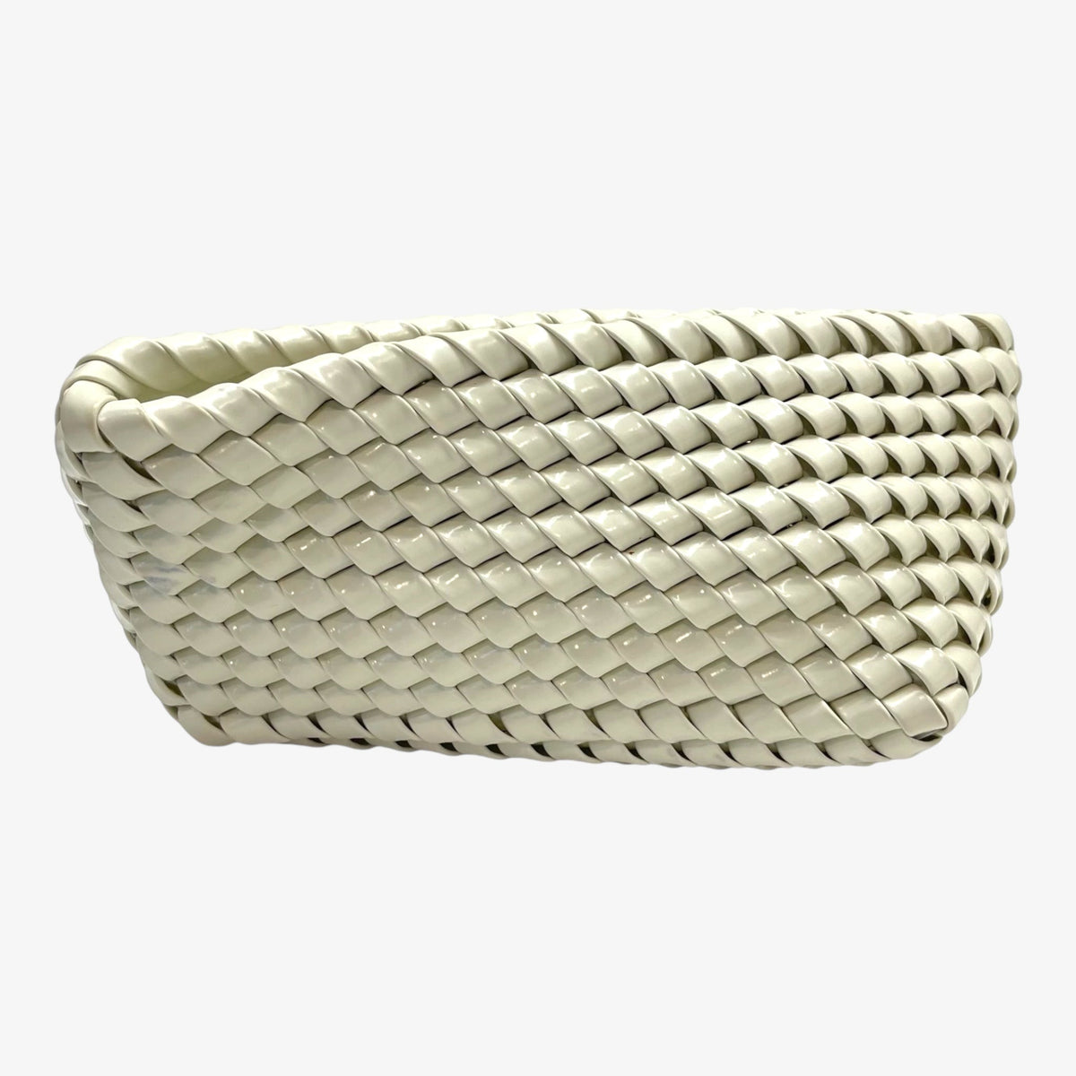 Bottega Veneta White Intrecciato Leather Structure Clutch
