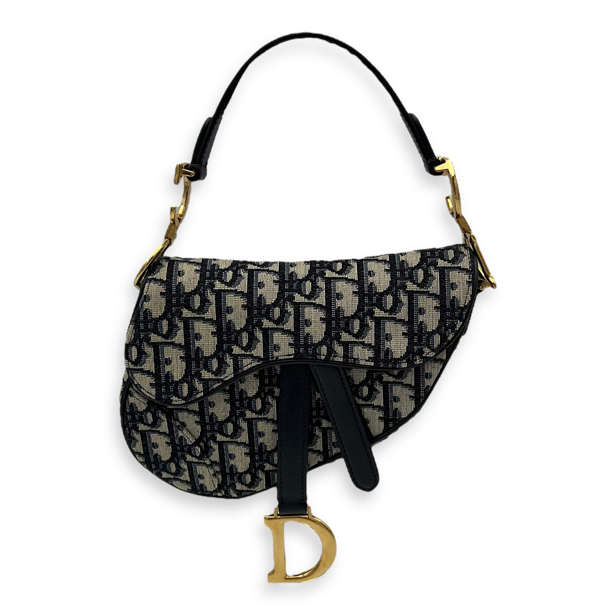 Saddle Top Handle Bag Mini Blue in Canvas, Gold hardware