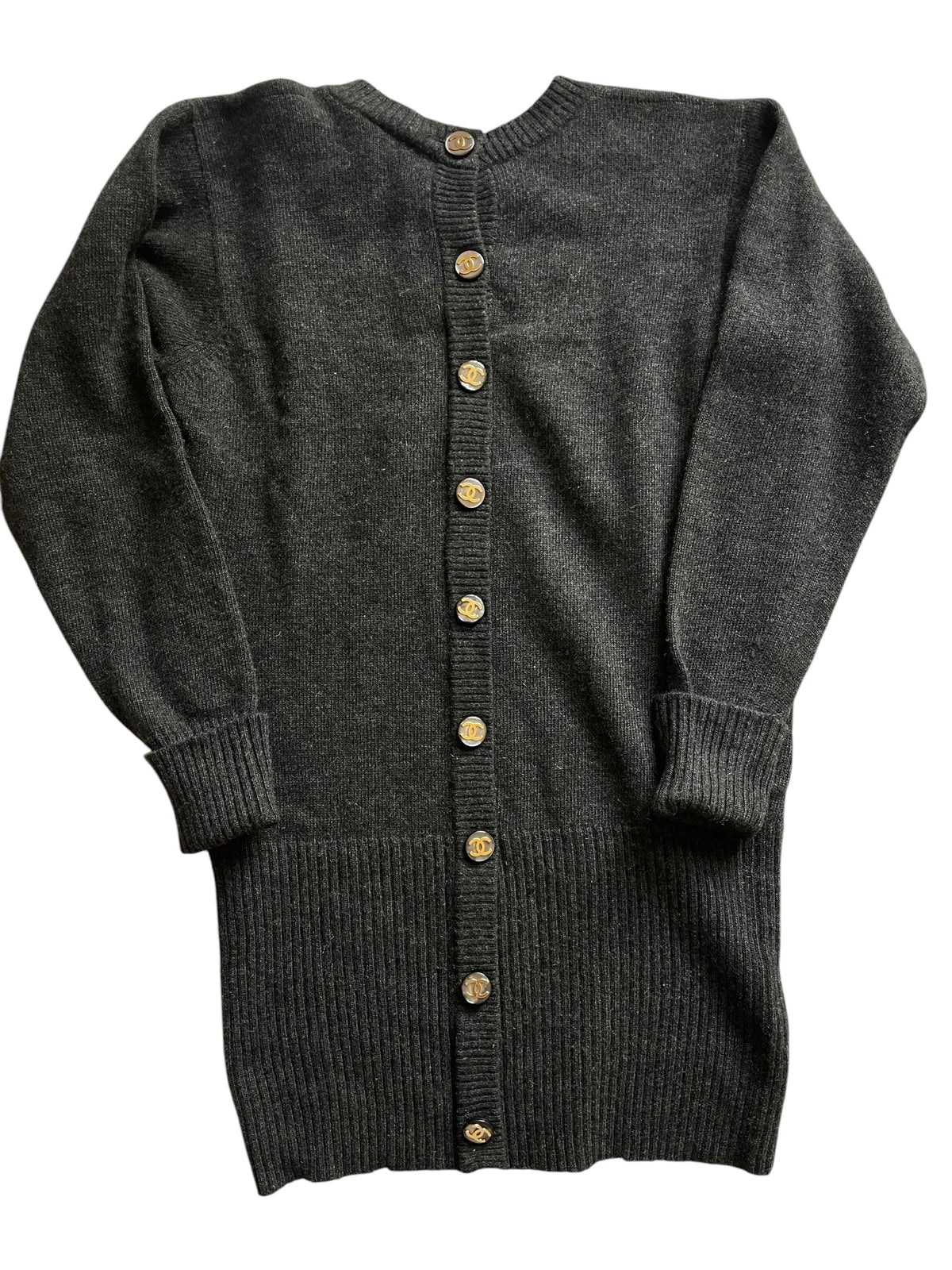 Chanel Logo Button Cardigan Grey DXBK0381