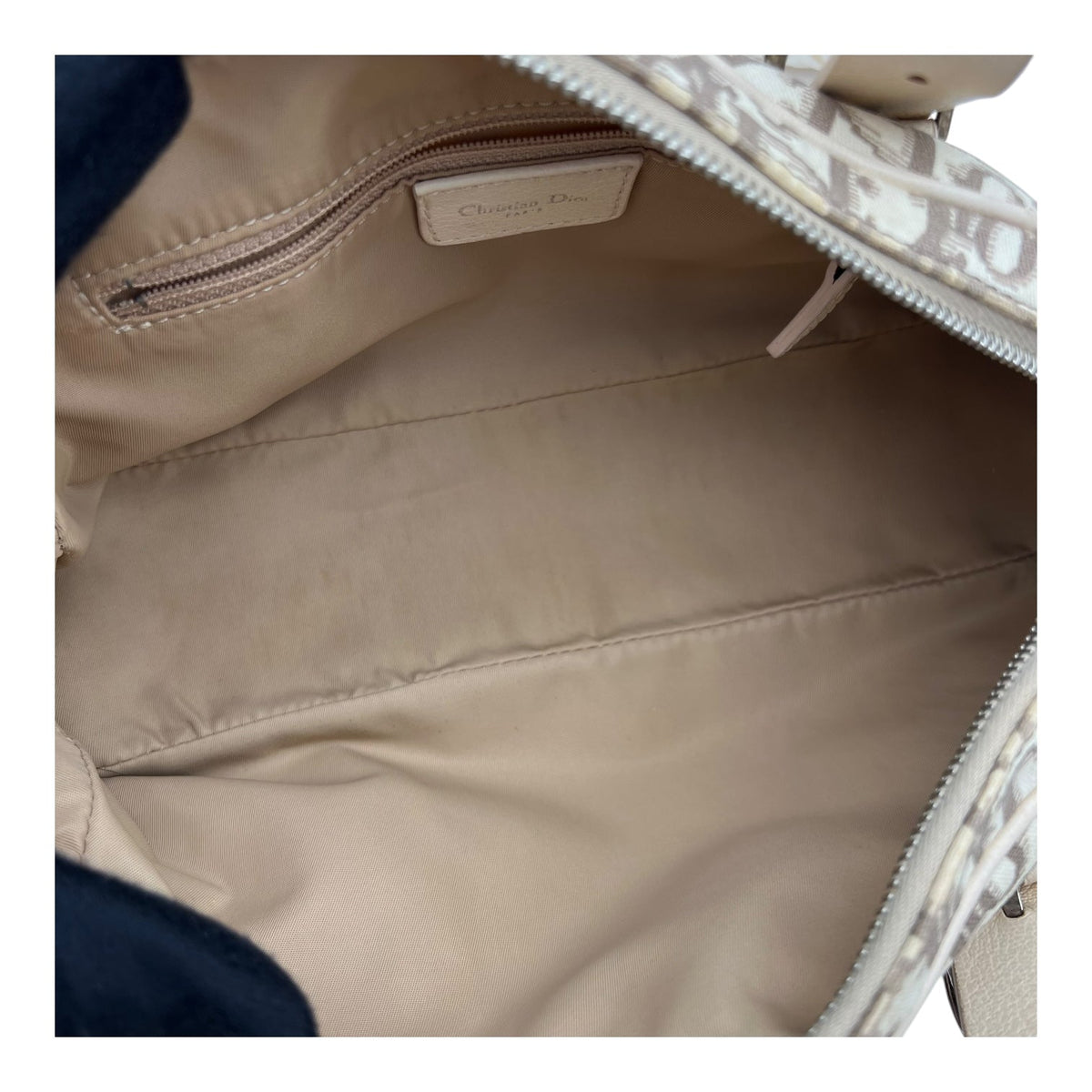 Trotteur Top Handle Bag Beige in Coated Canvas, Silver hardware