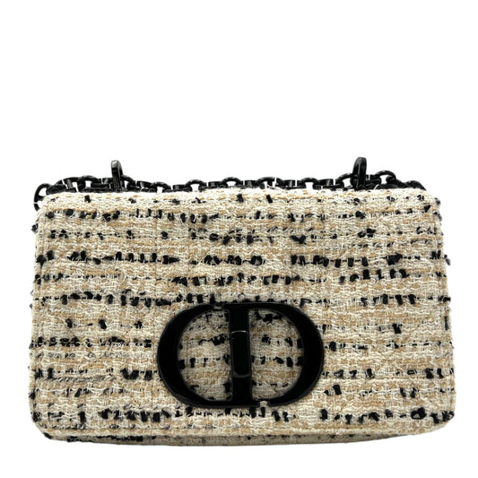 Caro Small White Crossbody Bag in Tweed, Enamel hardware
