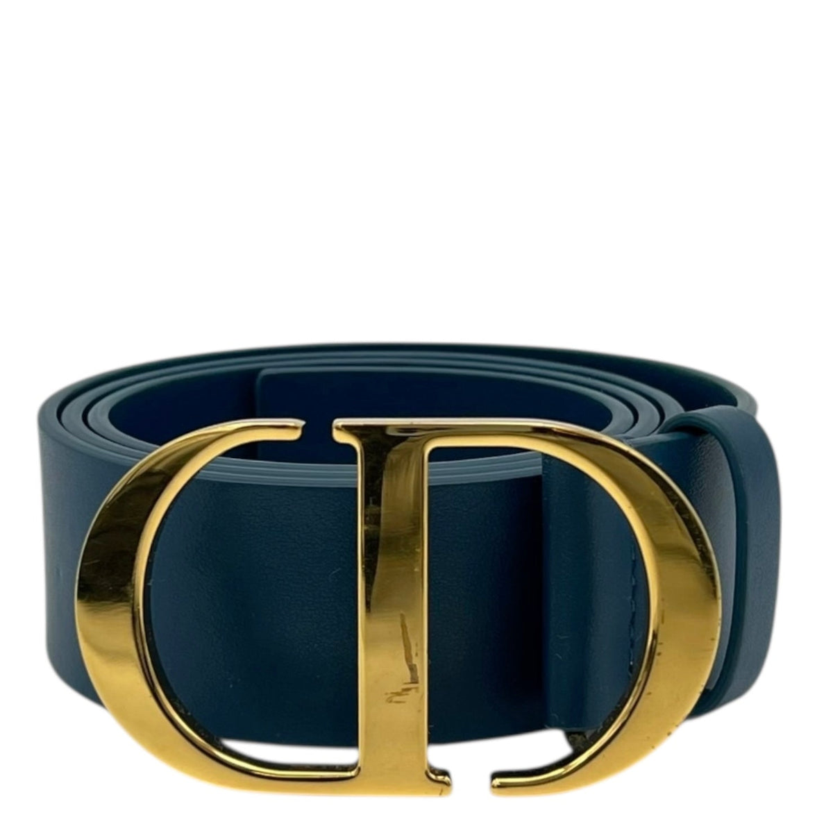 CD Belt 80 Blue in Calfskin, Gold hardware
