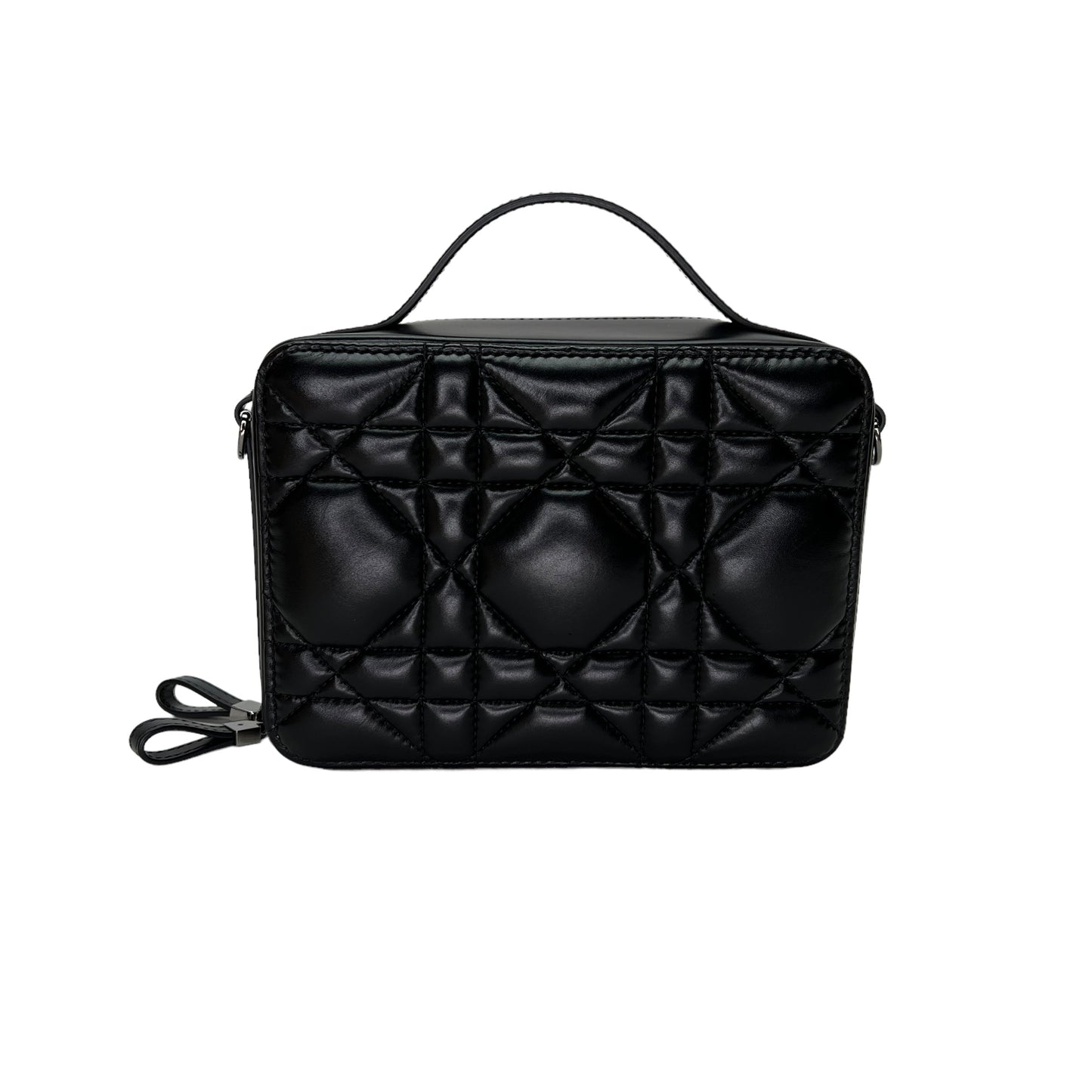 Caro Box Black Crossbody Bag in Lambskin, Silver hardware