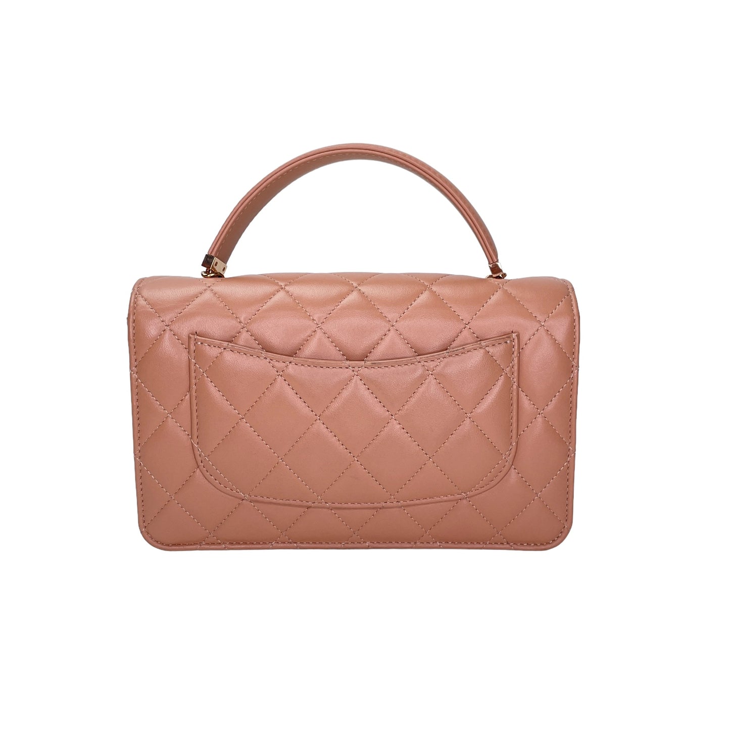 Quilted Frame Pink Wallet on Chain in Lambskin, Rose Gold hardware