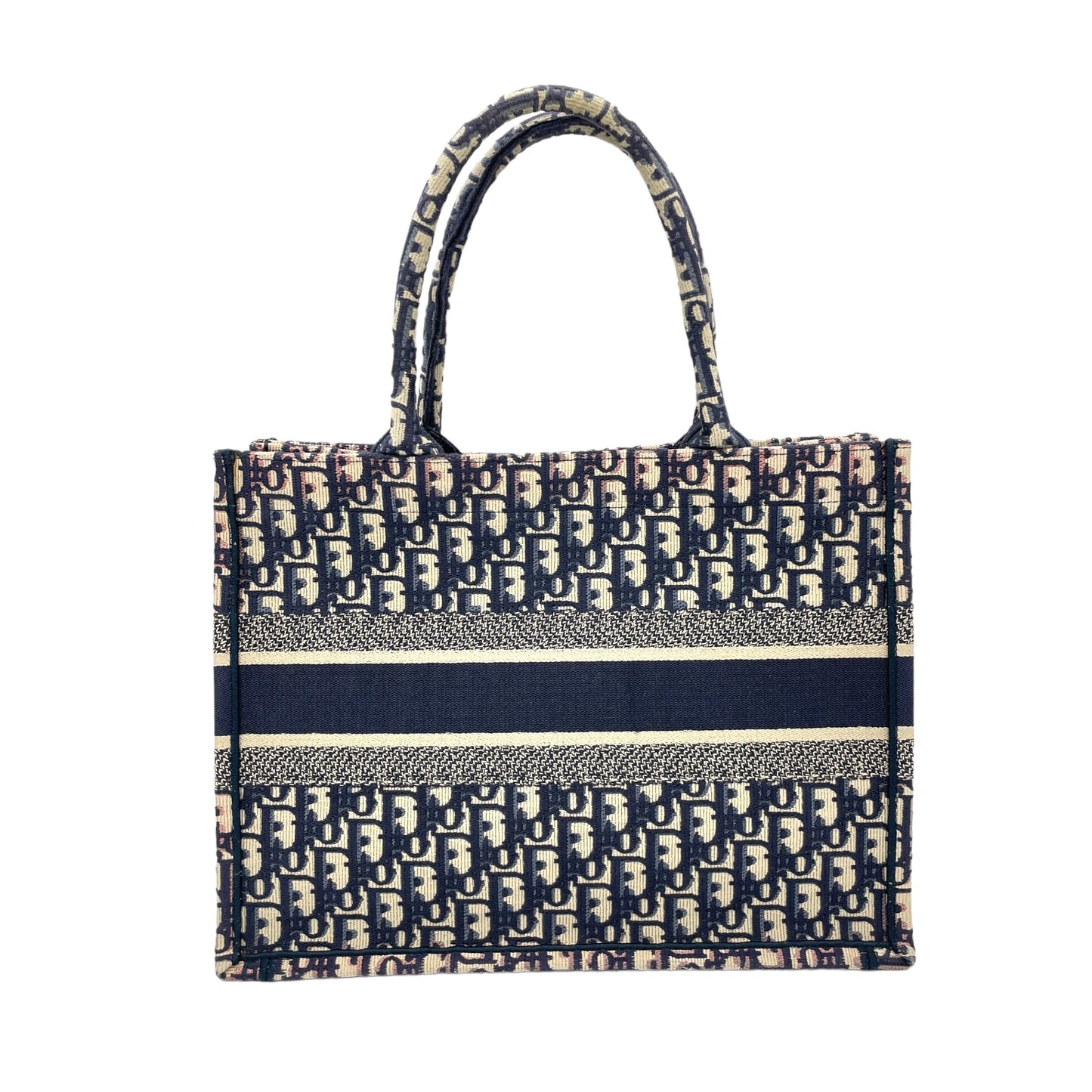 Book Tote Medium Navy Top handle Bag in Jacquard
