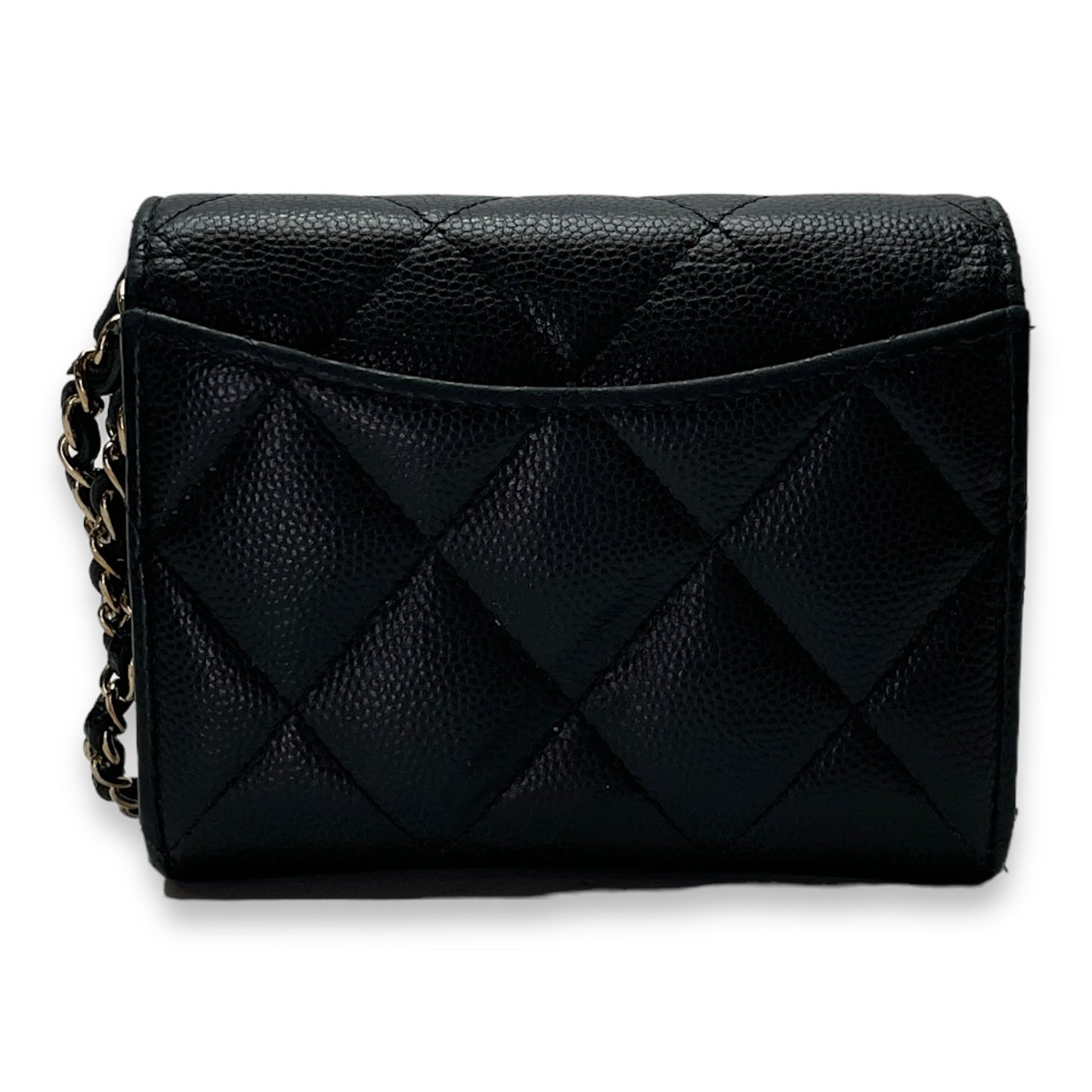 MATELASSE QUILTED Black Wallet on Chain in Caviar Leather, Gold hardware
