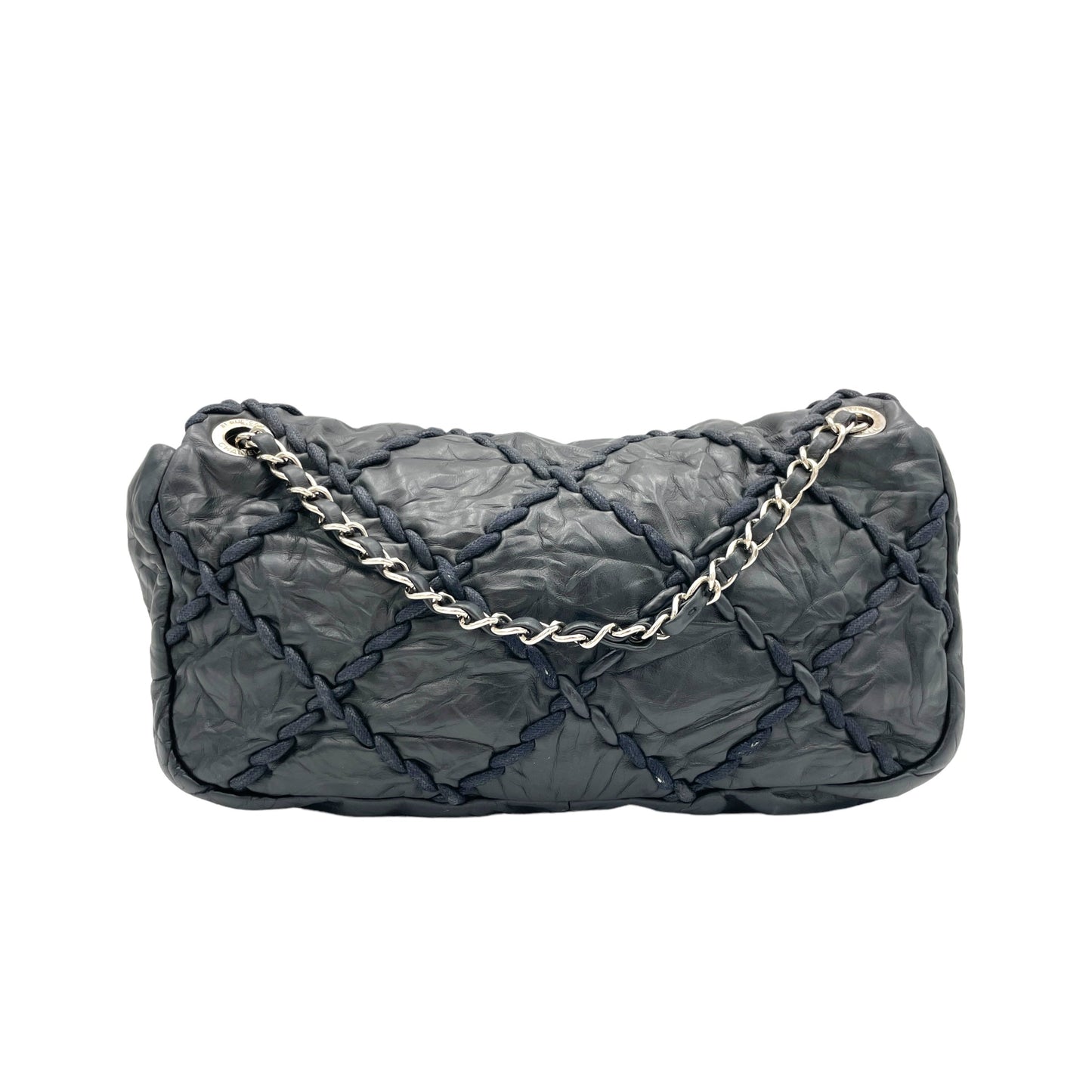 Wild Stitch Blue Shoulder Bag in Calfskin, Silver hardware