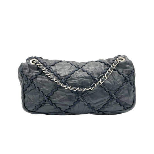 Wild Stitch Blue Shoulder Bag in Calfskin, Silver hardware