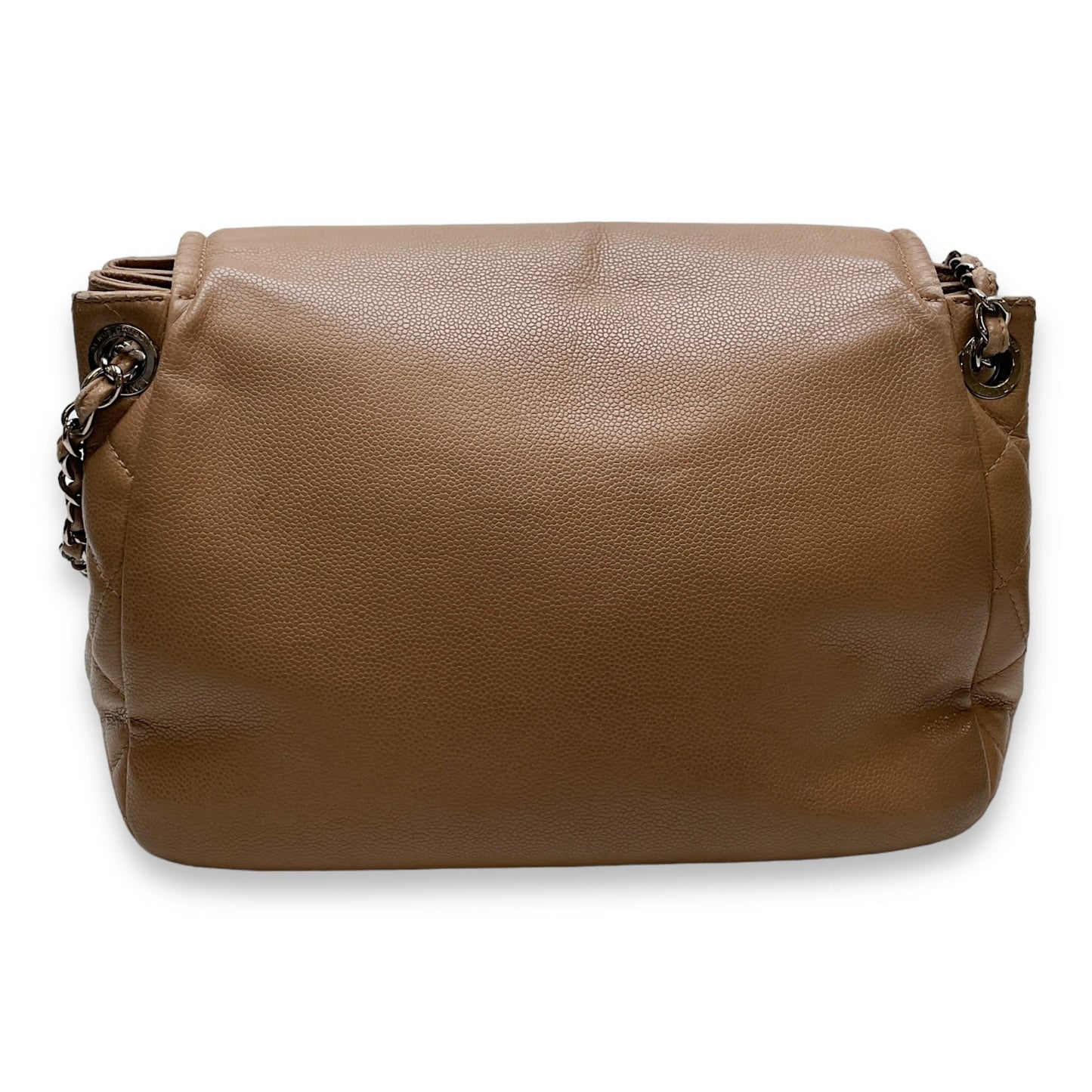 Timeless CC Shoulder Bag Beige in Caviar Leather, Silver hardware