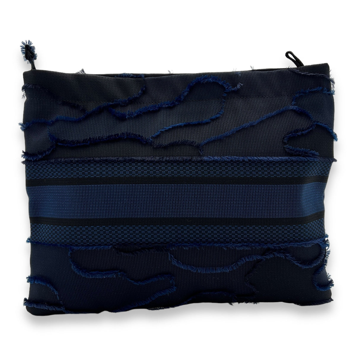 Embroidered Camouflage Medium Blue Clutch in Canvas