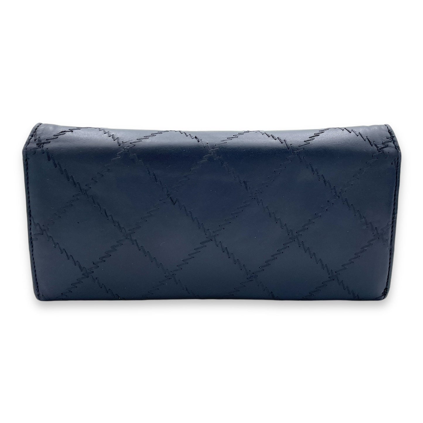 Ultimate Stitch Blue Wallet On Chain in Lambskin, Silver hardware