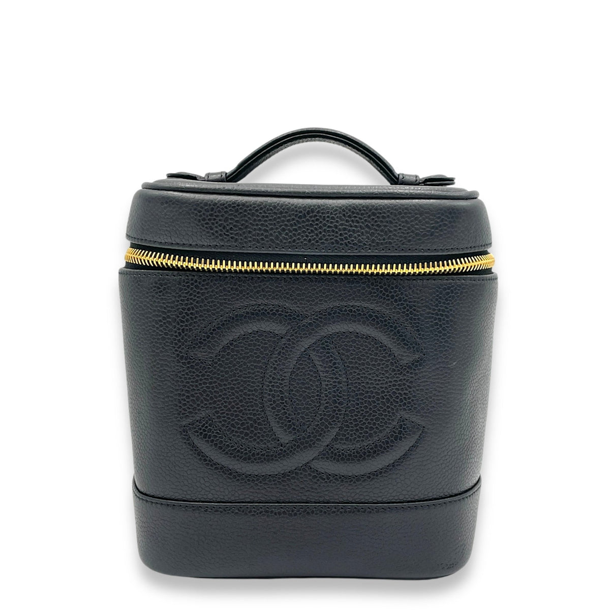 Vintage Black Vanity Bag in Caviar Leather, Gold hardware
