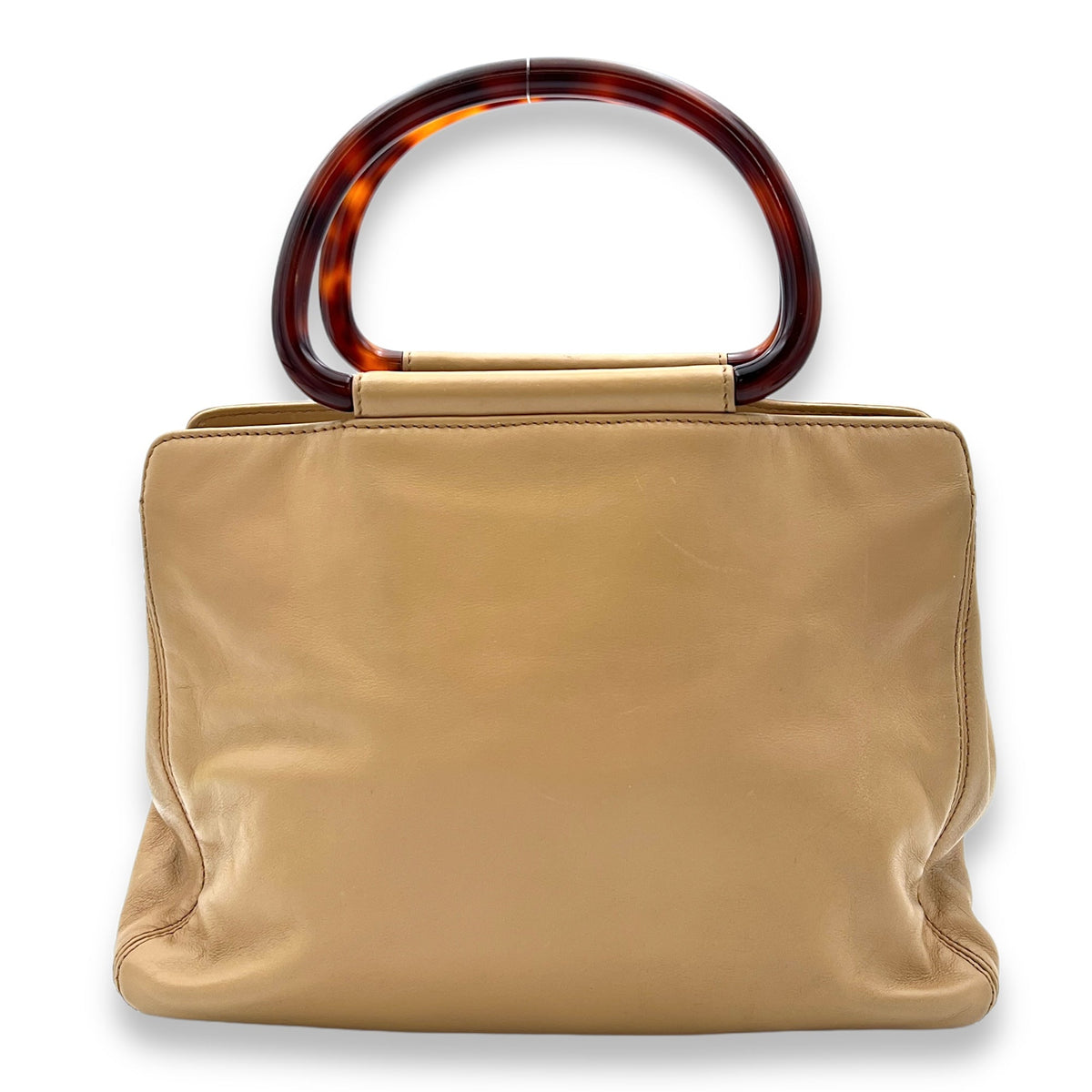Vintage CC Beige Top Handle Bag in Calfskin, Gold hardware
