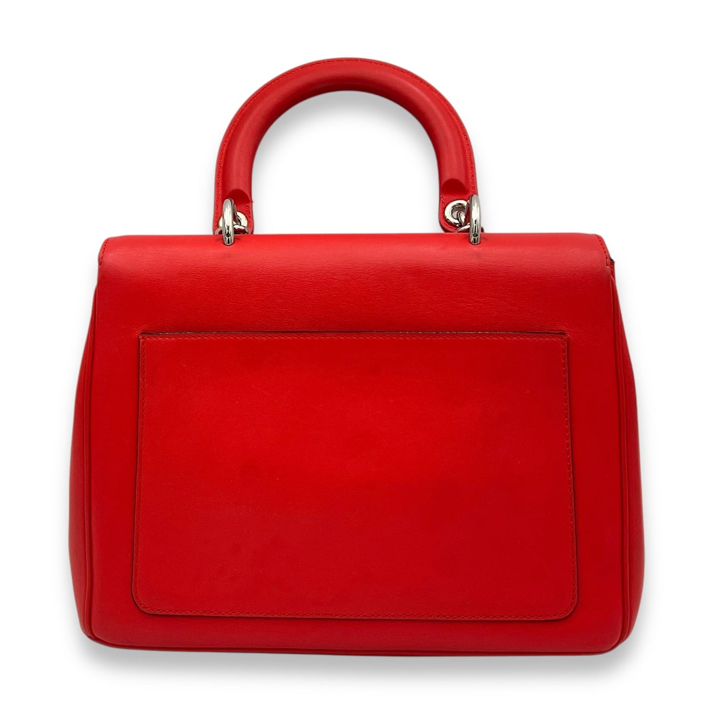 Be Dior Top Handle Bag Red in Calfskin, Silver hardware