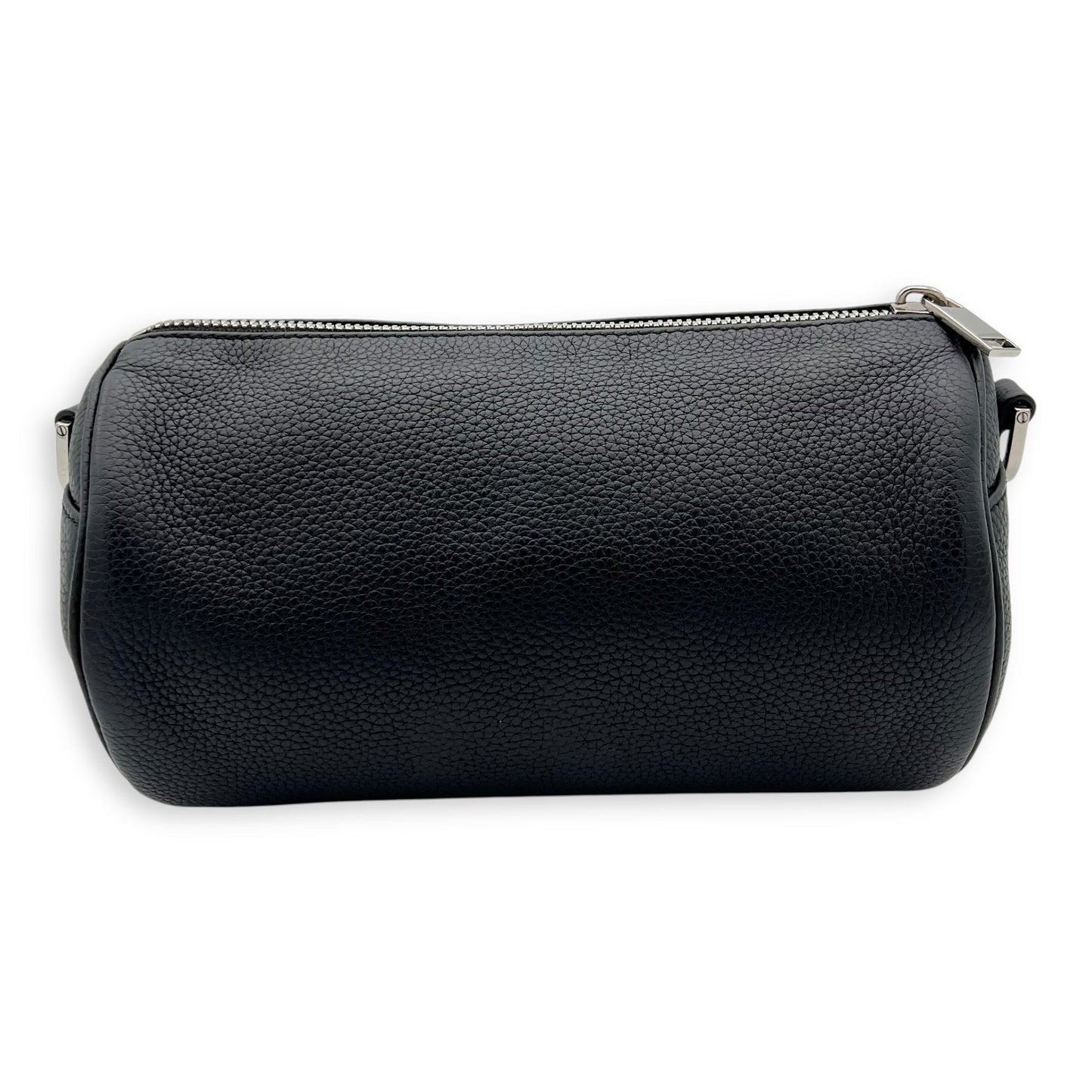 Roller Crossbody Bag Black in Calfskin, Silver hardware