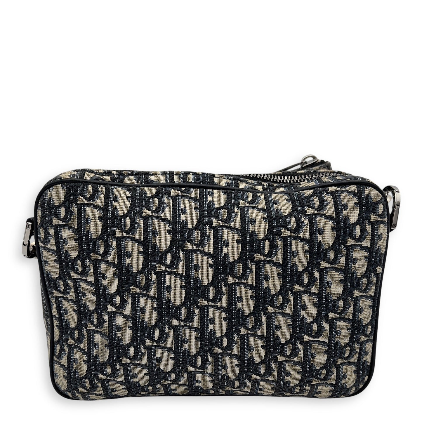 Triple Pouch Shoulder Bag Blue in Jacquard, Silver hardware