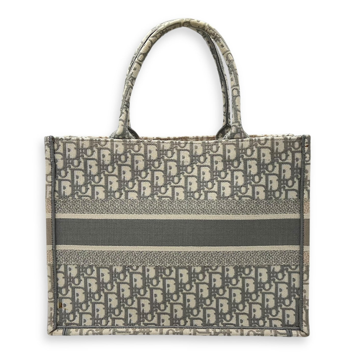 Book Tote Medium Grey Top Handle Bag in Jacquard