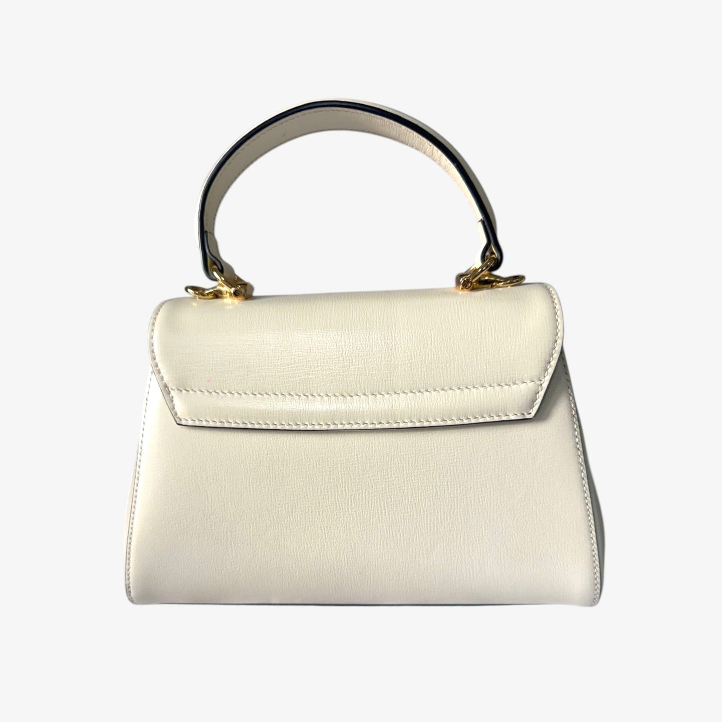 Gucci Horsebit 1955 Mini Top Handle Bag in White Leather