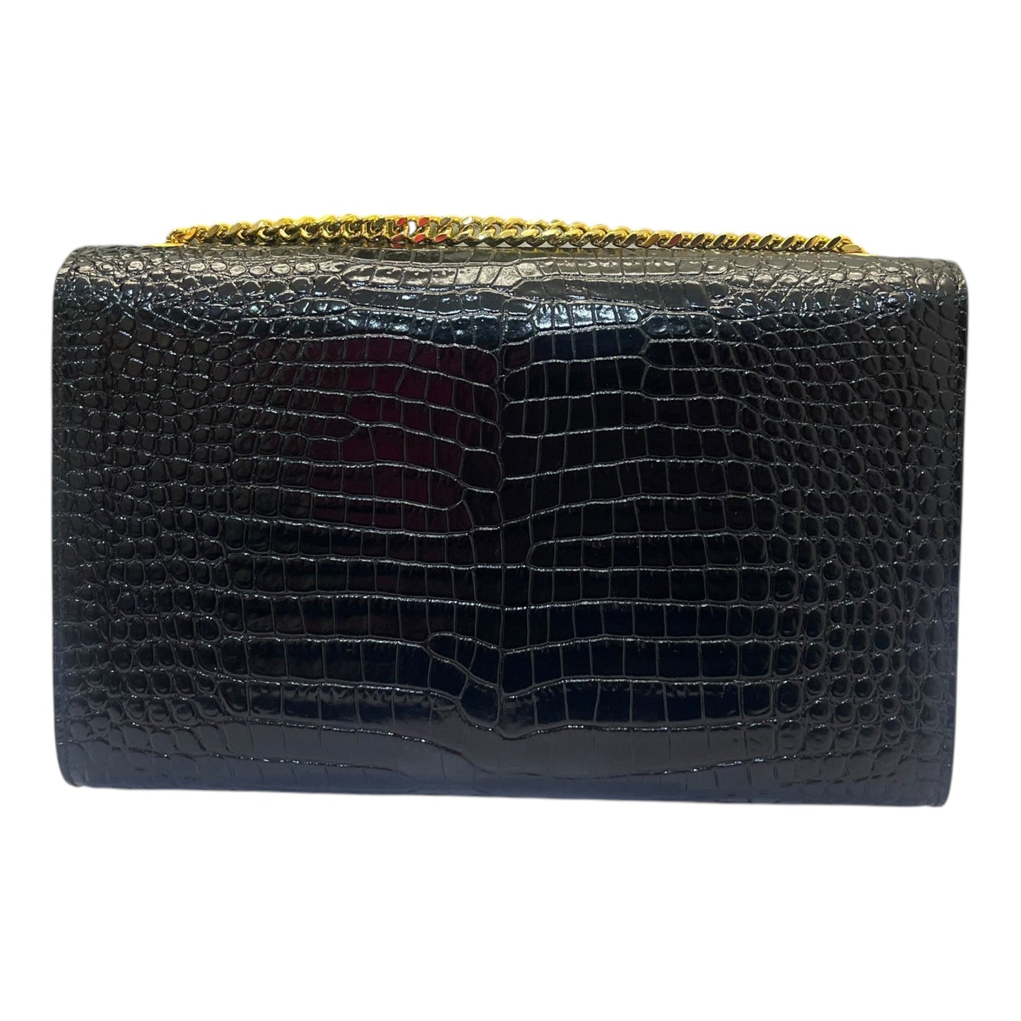 Yves Saint Laurent Kate Medium in Black Croc Embossed Leather