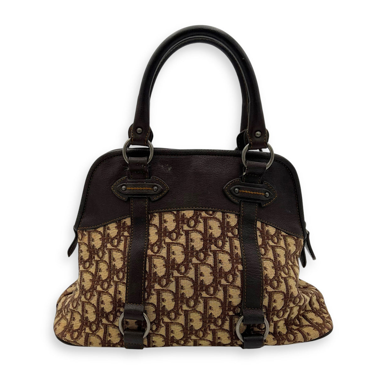 Trotteur Top Handle Bag Brown in Canvas, Ruthenium hardware