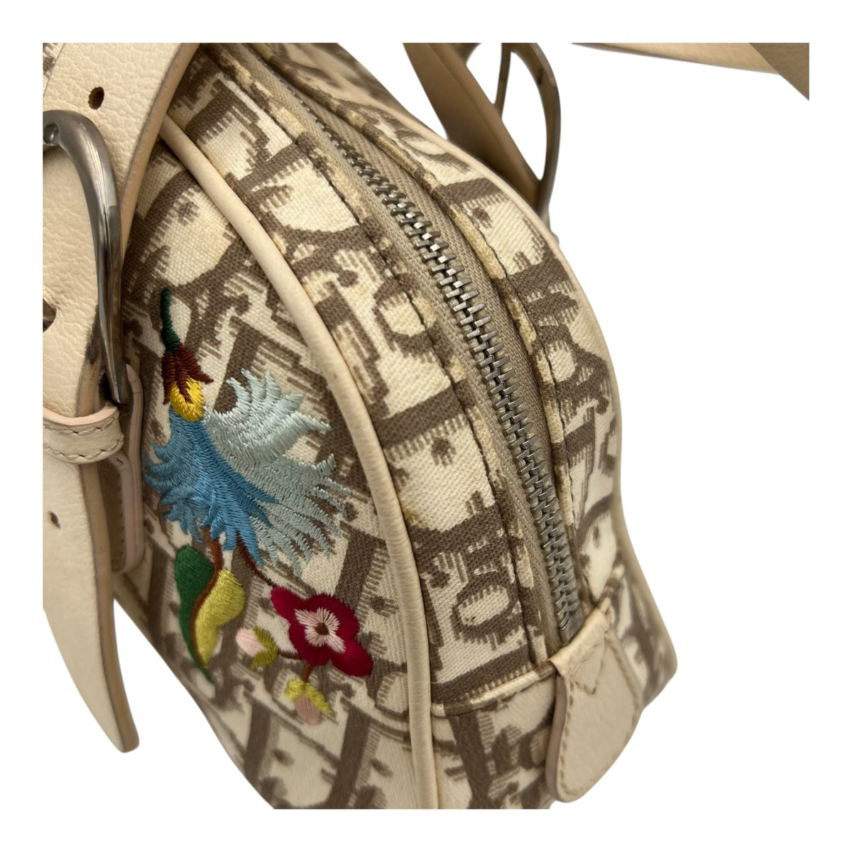 Trotteur Top Handle Bag Beige in Coated Canvas, Silver hardware
