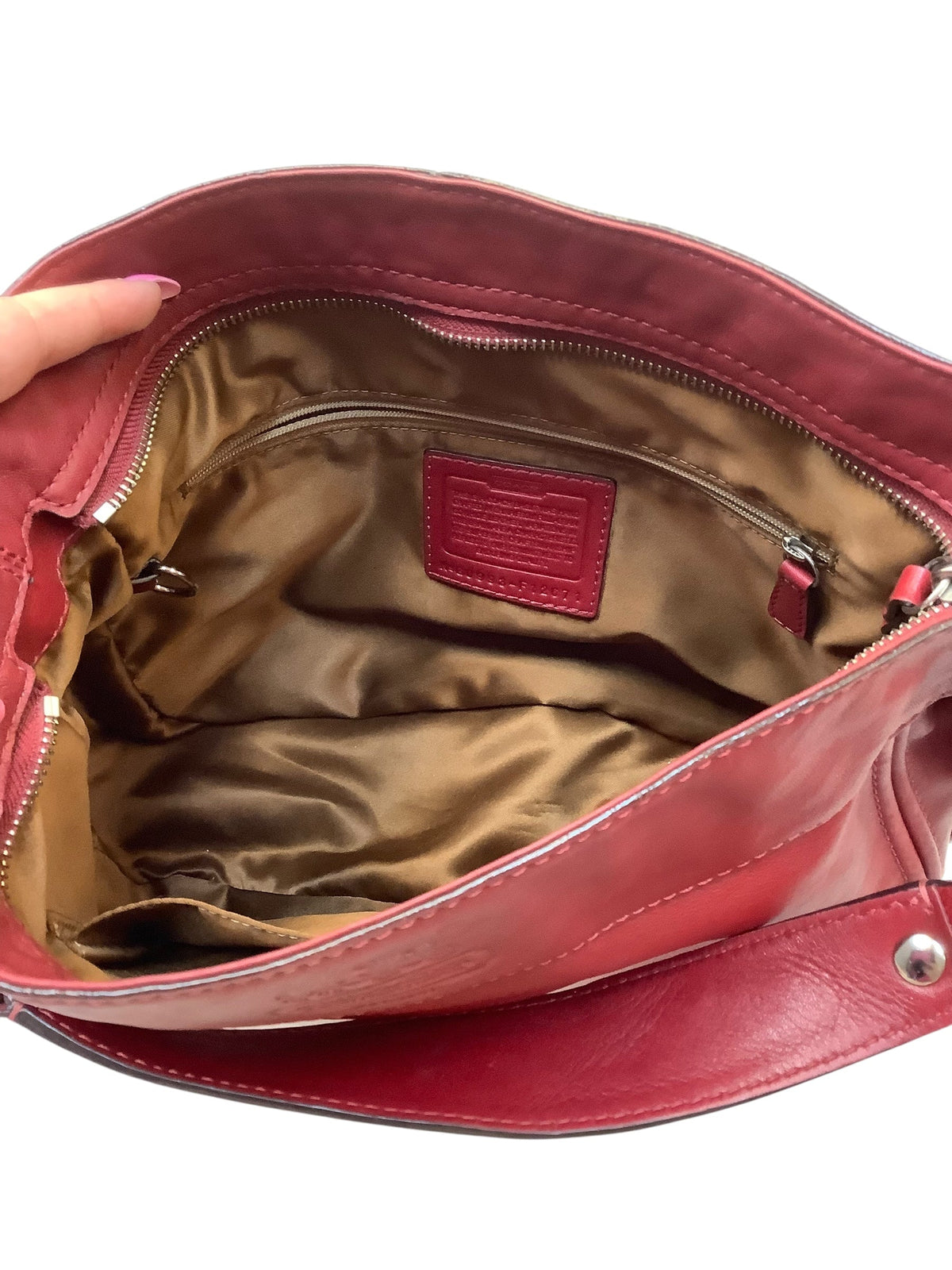 Handbag Designer By Coach In Red, Size:Medium