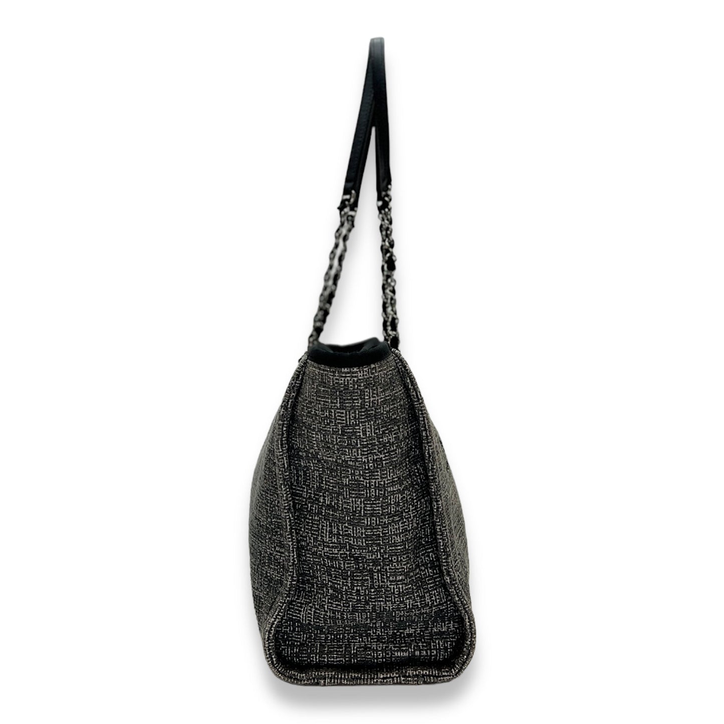 Deauville Tote Bag Medium Grey in Tweed , Silver Hardware