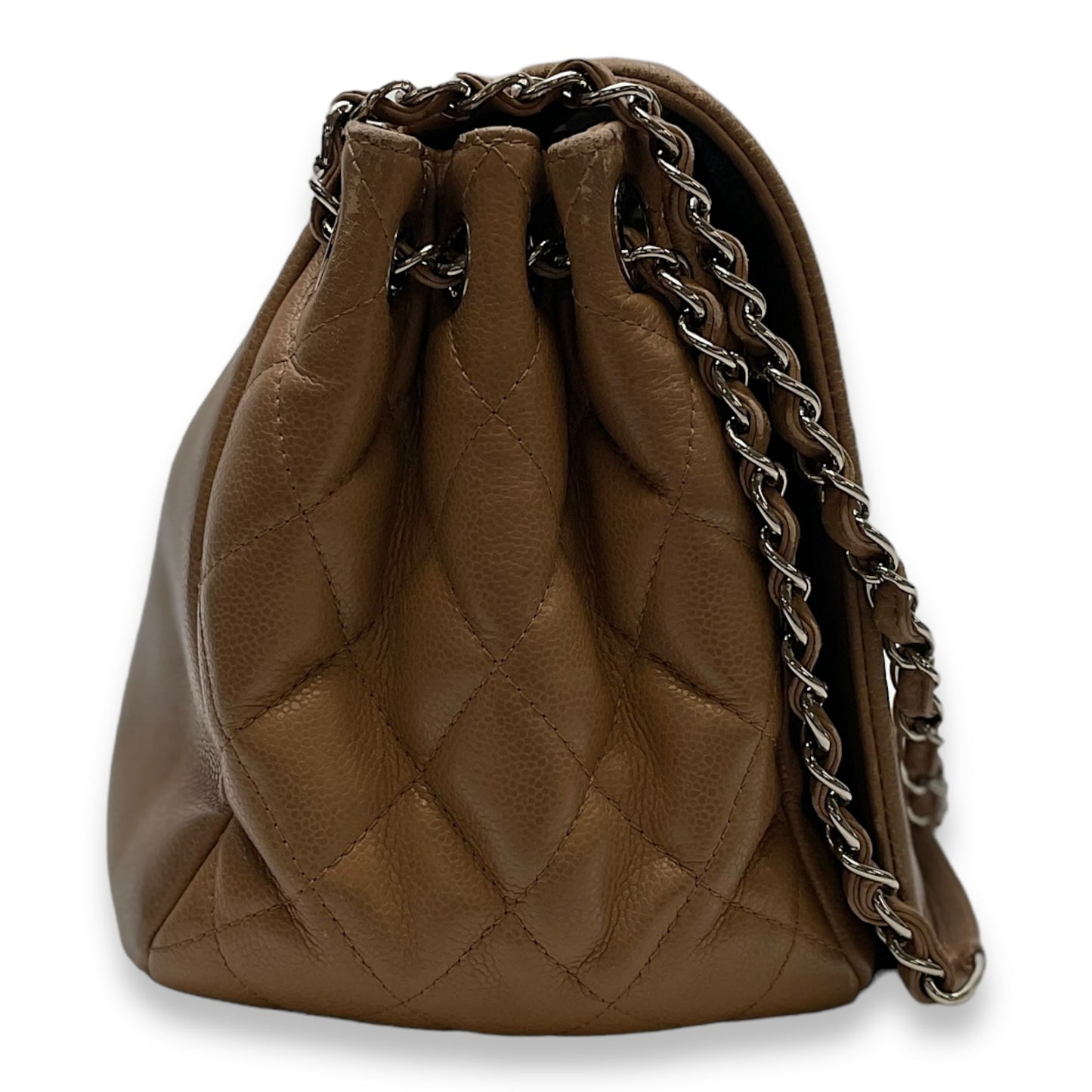 Timeless CC Shoulder Bag Beige in Caviar Leather, Silver hardware